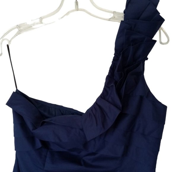 Miss Minuet Navy Dress Juniors Large Ruffled Strap Pleating Dance/Prom/Party EXC - Picture 2 of 11